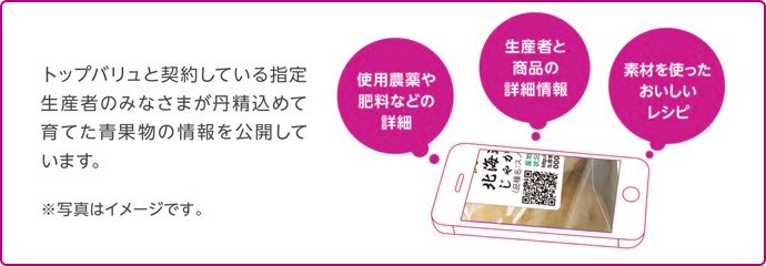 トップバリュと契約している指定生産者のみなさまが丹精込めて育てた青果物の情報を公開しています。